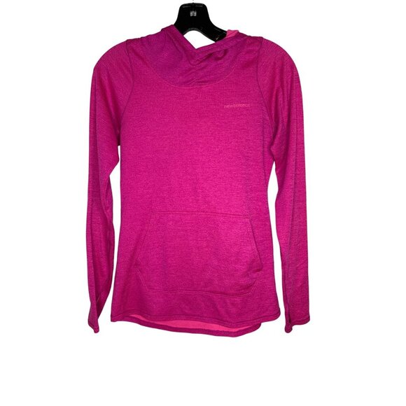 NEW BALANCE WOMEN'S HEATHER MAGENTA HOODED LS PULLOVER SZ S NWOT - Picture 1 of 5